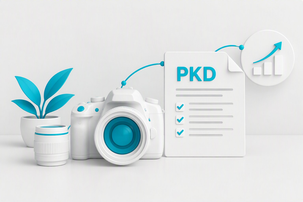 Kod PKD dla fotografa - aparat fotograficzny, obiektyw i dokument PKD